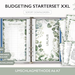 Starterset Budgetieren XXL STARTER SET - A6 A7 Umschlagmethode Budget Binder Download Challenges Budget Tracker Dashboards Deckblatt Pdf v1