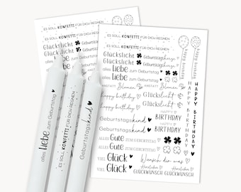 Tatuagens de velas de aniversário | Modelo em PDF para velas | Adesivo toboágua | Velas cônicas de feliz aniversário | Velas decorativas | Para imprimir