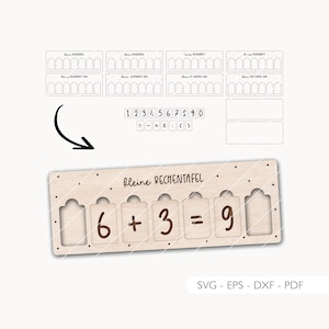 Laserdatei Rechentafel SVG EPS DXF Rechenbrett Schulkind Rechnen Lernen Geschenk Schulanfang Einschulung Laser Cut Digitaler Download v454