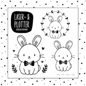 Plotterdatei Hase SVG Eps DXF PNG | Digistamp Niedlicher Hase Ostern Laserdatei Laser Cut Schnittdatei Plotter Digitaler Download v182