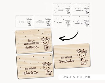 Laser file breakfast board Giraffe SVG EPS DXF breakfast board children board Laser Cut Digital Download v352