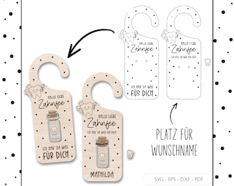 Laser file tooth fairy door sign SVG EPS DXF plotter file sign tooth laser cut digital download v112