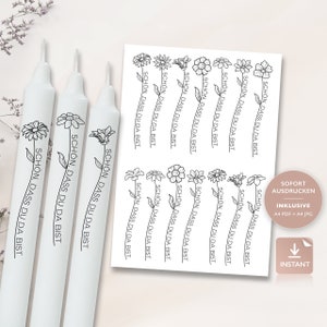 Tatuajes de velas Que bueno que estés aquí | Plantilla PDF velas diapositiva de agua película I velas de cumpleaños | Decorar velas |  para imprimir