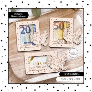 Laser file money gift SVG baptism confirmation communion money holder gift card dove laser cut digital download 999