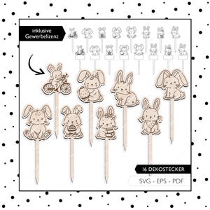 Fichier laser Décoration de Pâques plug SVG Décoration de lapin de Pâques plug lapin découpé au laser téléchargement numérique 972