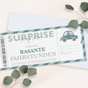 Personalized Voucher Driving Lesson Ticket PDF Download Christmas Driving School Voucher Card Vouchers To Print To Fill Out image 3