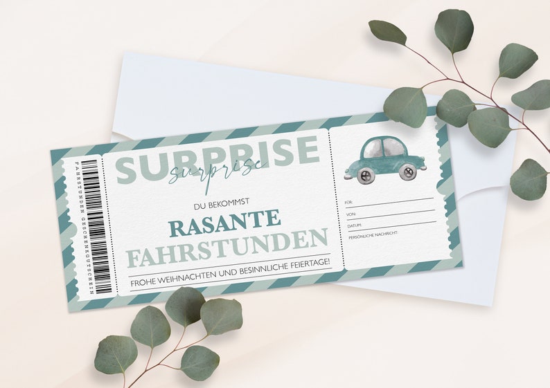 Personalized Voucher Driving Lesson Ticket PDF Download Christmas Driving School Voucher Card Vouchers To Print To Fill Out image 3