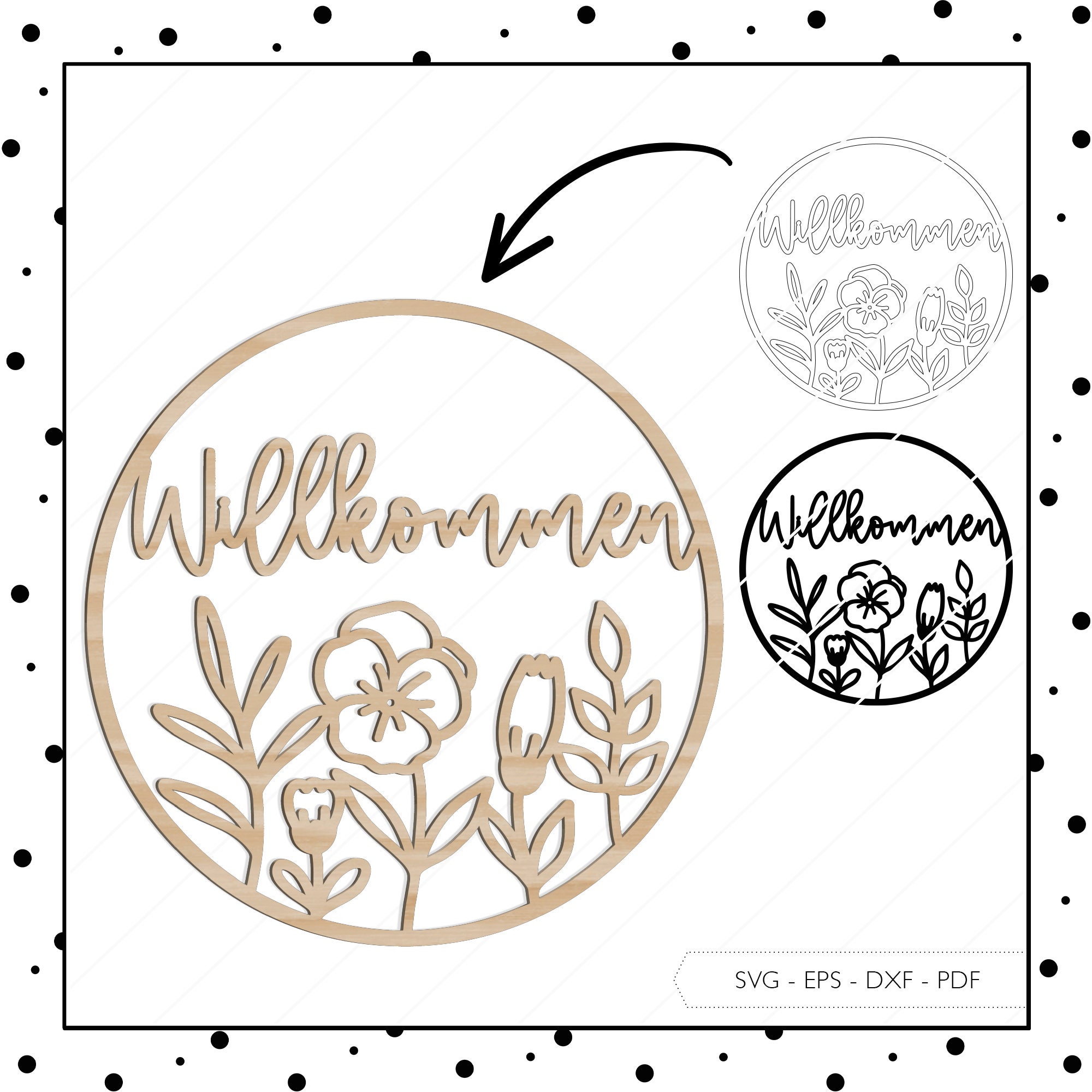 Laser File Welcome Sign Door Sign SVG EPS DXF Door Ring Wreath Cutting ...