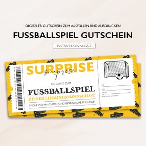 Gepersonaliseerde voucher voetbalticket PDF-download Kerstvoetbalwedstrijd voetbalvoucher vouchers om af te drukken