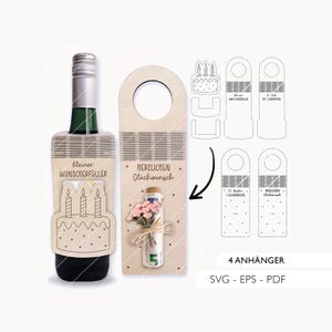 Etiqueta de botella con archivo láser para cumpleaños, SVG, EPS, PDF, regalo en efectivo, envoltura de regalos, cupón, corte láser, descarga digital 614