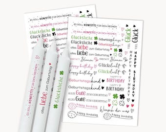 Candle tattoos birthday sayings | PDF template for candles waterslide | Happy Birthday taper candles candle decorating | Printable