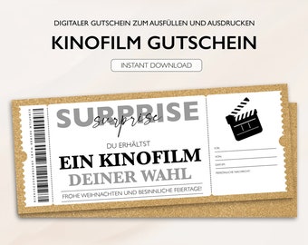 Personalisierter Gutschein Kino Ticket Geburtstag PDF Download Weihnachten Kinogutschein Gutscheine Zum Ausdrucken Ausfüllen Gutscheinkarte