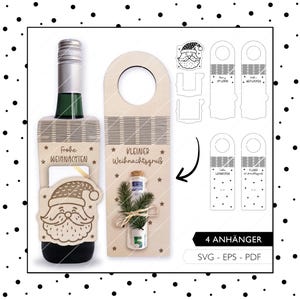 Archivo láser Etiqueta de botella de Navidad SVG EPS PDF dinero regalo regalo vale láser corte descarga digital 617