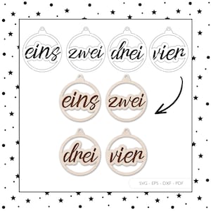 Laserdatei Adventszahlen Advent Zahlen SVG EPS DXF Vektor Lasercut Weihnachten Anhänger Laser Cut Digitaler Download v67