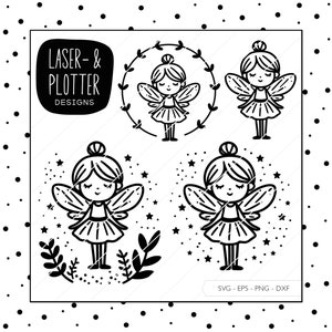 Plotterdatei Fee SVG Eps DXF PNG | Digistamp Fee Elfe Laserdatei Laser Cut Schnittdatei Plotter Digitaler Download v177