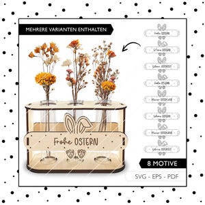 Laserdatei Ostern SVG Blumenhalter Ostern Tischdekoration Reagenzglashalter Laser Cut Inkl. Gewerbelizenz 926