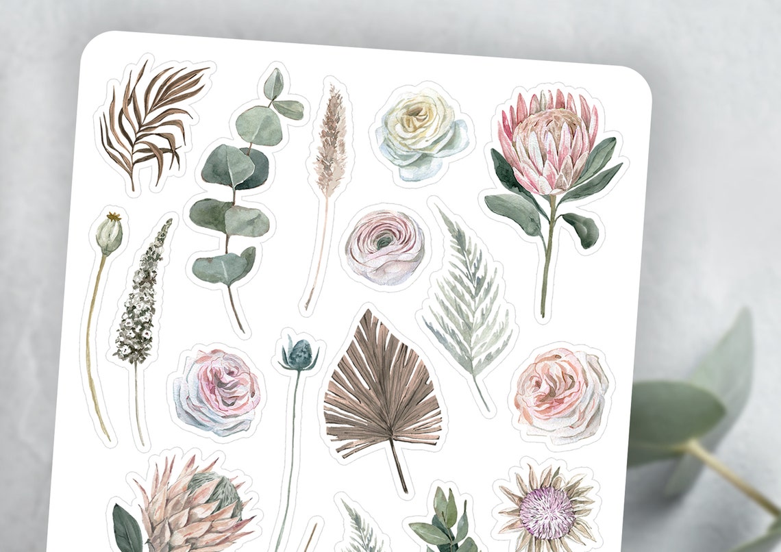 Sticker Sheet Flower Sticker Set Journal Stickers Planner Etsy