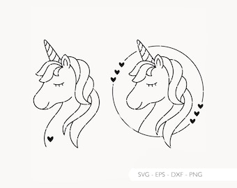 Plotter file unicorn heart love SVG Eps DXF PNG vector German unicorns cute unicorn laser file plotter digital download
