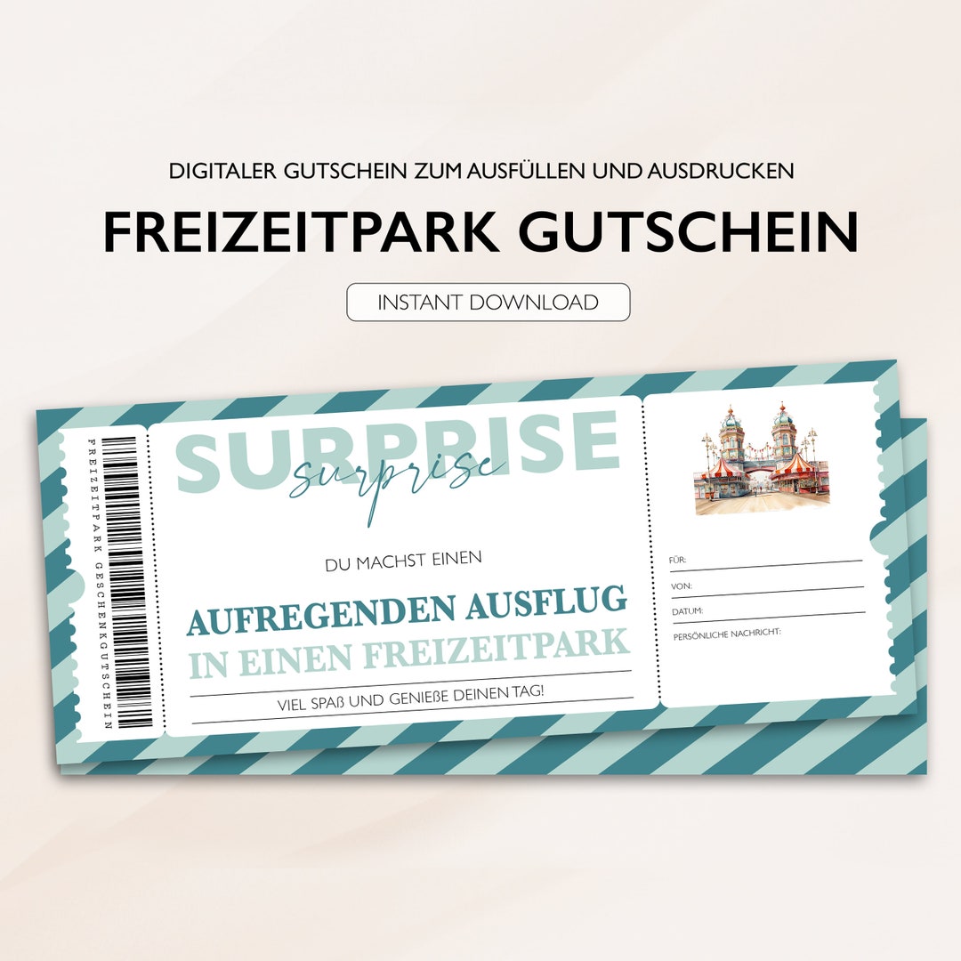 Personalized Voucher Theme Park Ticket PDF Download Theme Park ...