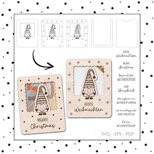 Archivo láser Regalo de dinero de Navidad SVG EPS PDF Secret Santa vale embalaje regalo de Navidad Descarga digital v656