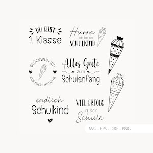 Plotterdatei Einschulung SVG Eps DXF PNG Vektor Laserdatei Deutsch Schulkind Schulanfang Schuleinführung Plotter Digitaler Download v22
