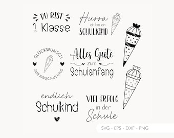 Plotter file school enrollment SVG Eps DXF PNG vector laser file German schoolchild school start school introduction plotter digital download v22