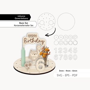 Laser File Birthday Plate SVG Birthday Candle Plate Set Basic Laser Cut Digital Download 948