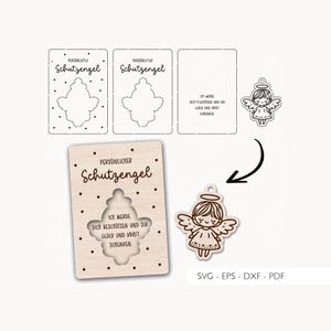 Laserdatei Schutzengel SVG EPS DXF Schlüsselanhänger Glücksbringer Laser Cut Digitaler Download v371