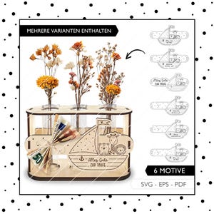Arquivo a laser batismo SVG porta-flores presente de dinheiro ideia de presente de batismo suporte para tubo de ensaio corte a laser incl. licença comercial 920