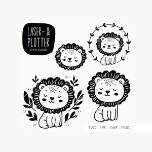 Plik plotera lew SVG Eps DXF PNG | Digstamp Uroczy plik laserowy z lwem, ploter laserowy do pobrania w wersji cyfrowej v464