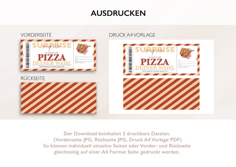 Personalized Voucher Pizza Ticket PDF Download Restaurant Dinner Editable Vouchers To Print And Fill Out image 7