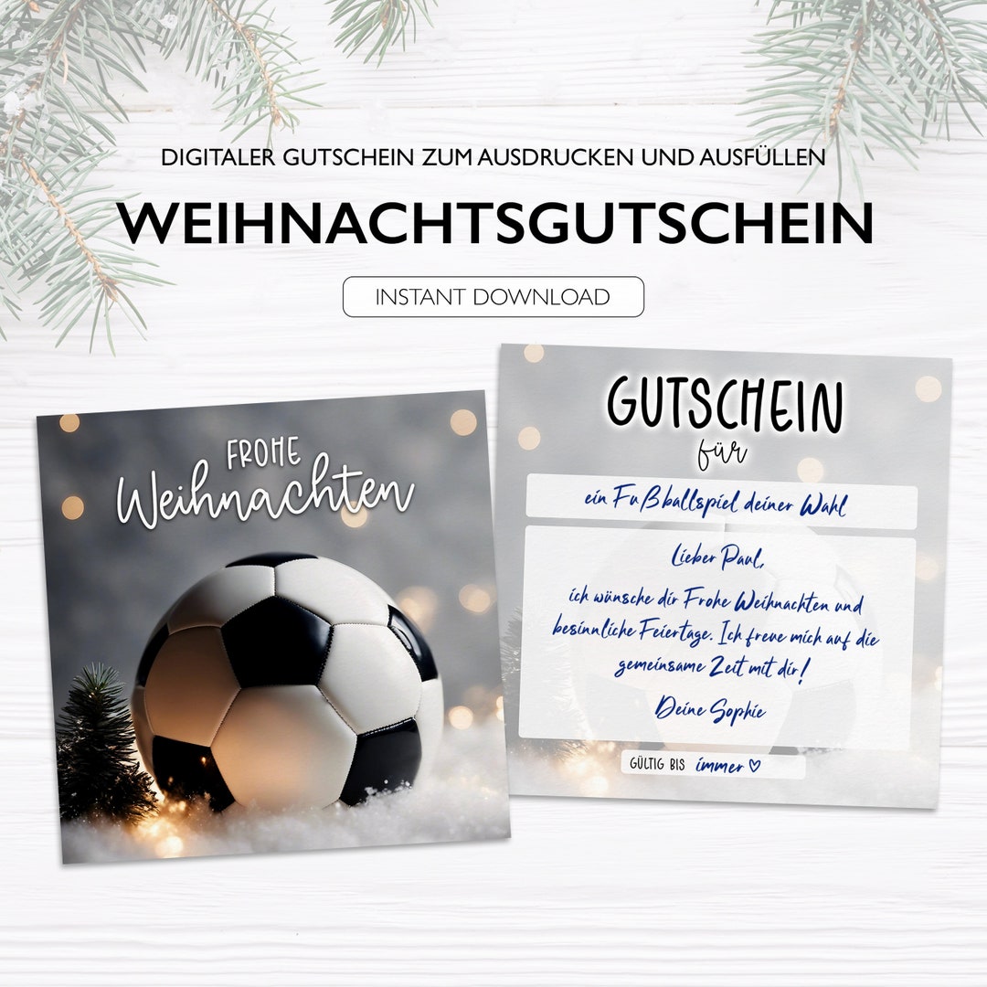 Personalized Football Voucher PDF Download Christmas Football - Etsy