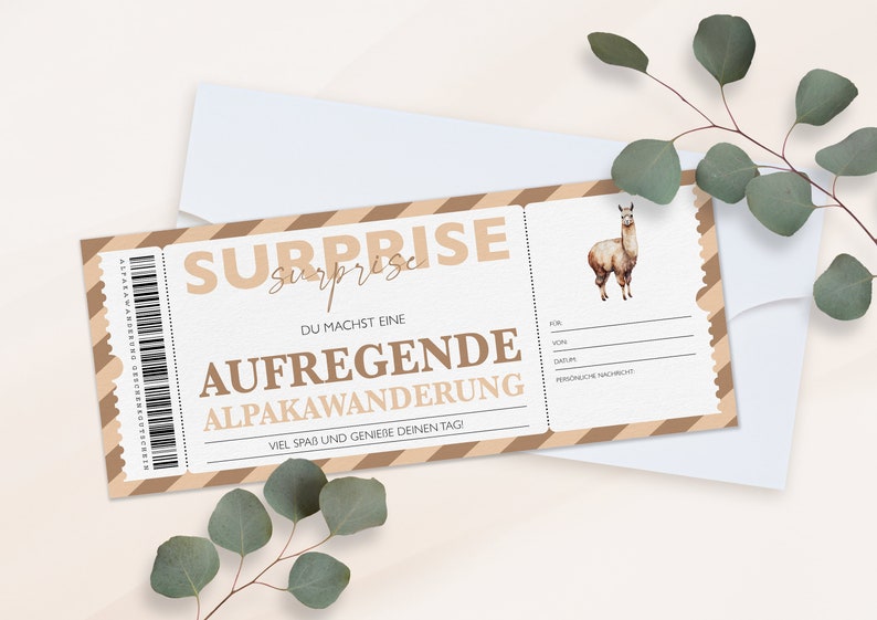 Personalized voucher alpaca hike ticket PDF download alpaca excursion editable vouchers to print out and fill out image 3