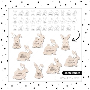 Laserdatei Ostern Geschenkanhänger SVG EPS PDF Osterhase Geschenk Anhänger Laser Cut Digitaler Download 840
