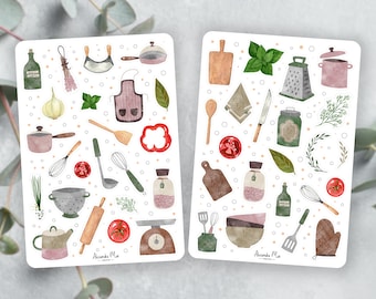 Küche Essen und Trinken Kochbuch Backen Zuhause Geschirr Keramik Sticker Set Planer Sticker Kochen Journal Sticker