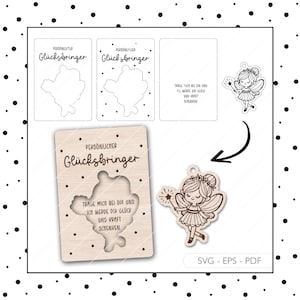 Fichier laser Fée Lucky Charm SVG EPS PDF Porte-clés Laser Cut Téléchargement numérique v551