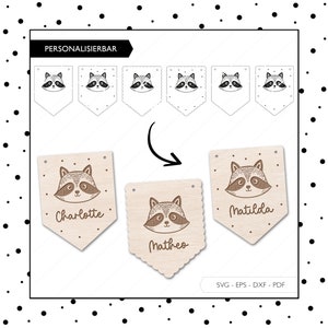 Fichier laser signe de porte de chambre d’enfant SVG EPS DXF fanion nom plaque fichier de découpe raton laveur traceur fichier Laser Cut Digital Download 329