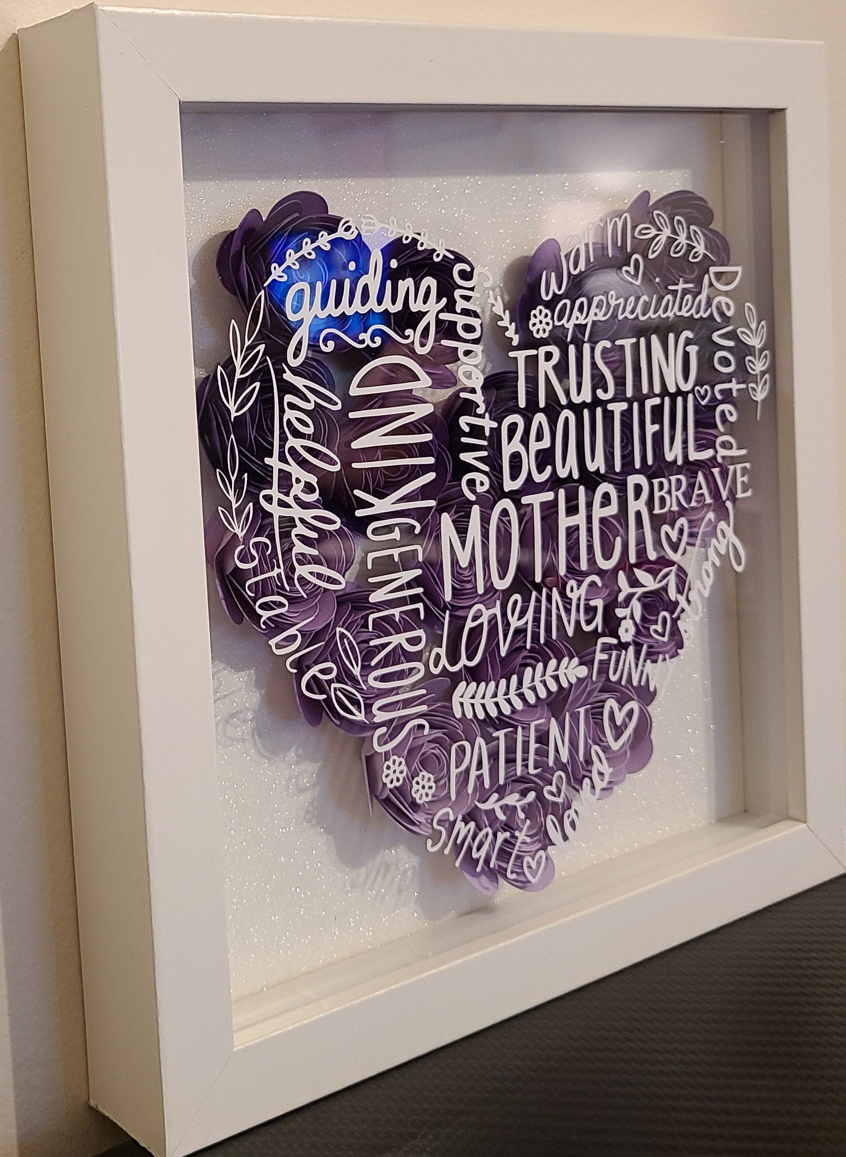 Customizable Paper Flower 8x8 Heart Shaped Shadow Box Home | Etsy