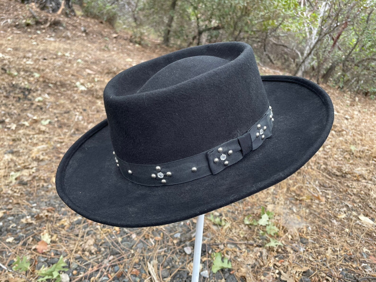 Black Pure Wool New Orleans Hat w Studded Band USA Made Size Etsy