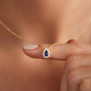 Sapphire Necklace • September Birthstone Necklace • Birth Stone Necklace • Tear Drop Birth Stone Necklace  •
