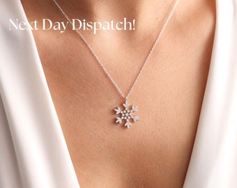 Mom Necklace • Snowflake Necklace • Silver Snowflake Necklace • Necklace for Women • Mothers Day Gifts
