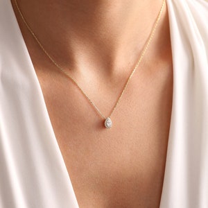 April Birthstone Necklace • Birthstone Necklace • Tear Drop Necklace •