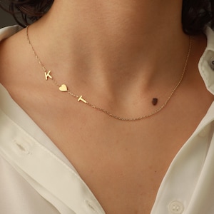 Initial Necklace • Sideways Initial Necklace • Letter Necklace • Spaced Letter Necklace • Gold Initial Necklace •