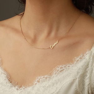 Dainty Name Necklace • Custom Name Necklace • Gold Name Necklace • Sideways Name Necklace •