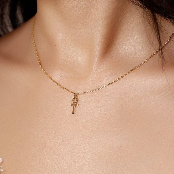 Ankh Necklace • Cross Necklace • Egyptian Cross Necklace • Cross Necklace for Women • Gold Cross Necklace