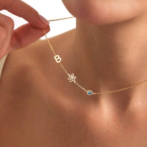 Sideways Initial Necklace • Initial Necklace • Letter Necklace  •