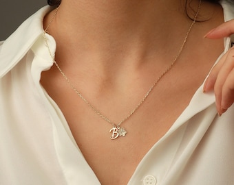 Sterling Silver Paw Print Initial Necklace • Pet Memorial Necklace • Necklace for Pet Mom •