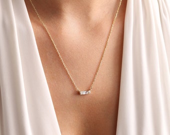 Baguette Necklace • Diamond Necklace • Emerald Cut Diamond Necklace • Bridal Necklace • Bridesmaid Necklace
