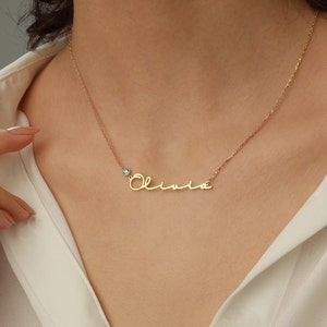Name Necklace • Name Plate Necklace • Name and Birth Stone Necklace • Gift for Her