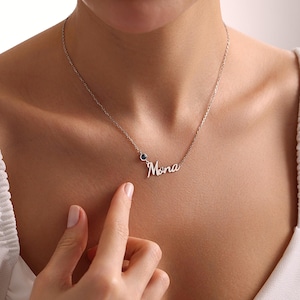 Personalized Sterling Silver Name Necklace with Birthstone - To my Daughter Necklace